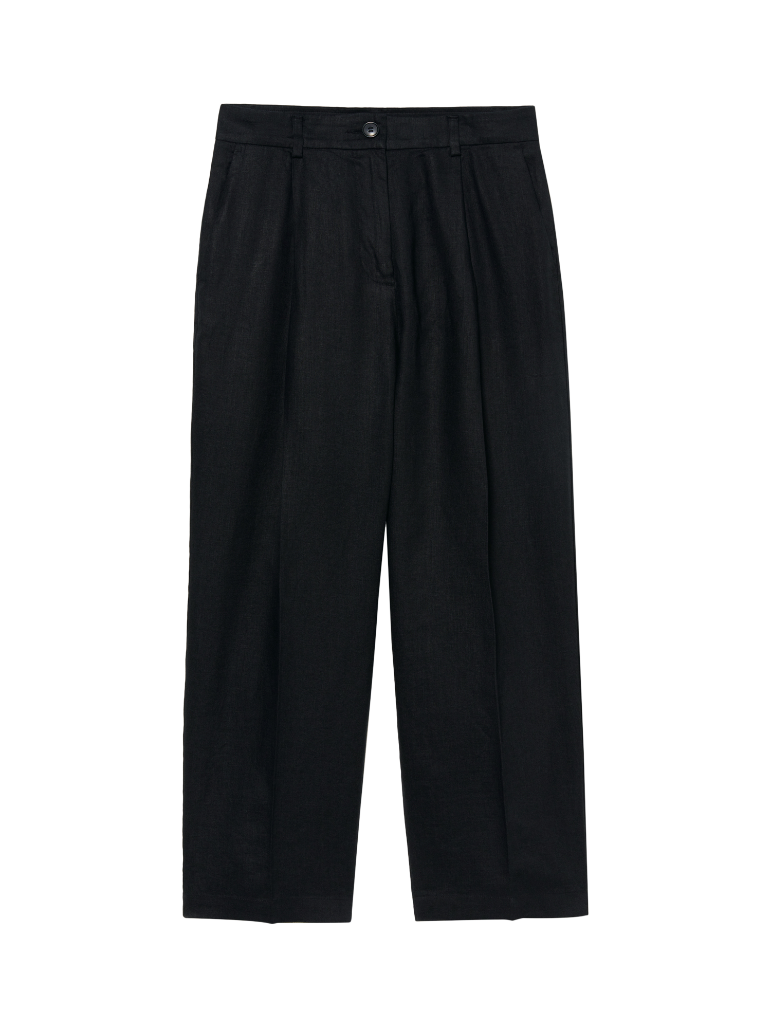 Product image 5 of 5, which shows SISLEY Relaxed Cropped Pure Linen Trousers, Black, 16