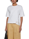 SISLEY Crew Neck Embroidered Detail T-Shirt, White