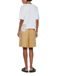 SISLEY Crew Neck Embroidered Detail T-Shirt, White
