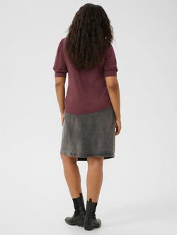 KAFFE Curve Sissy Ruched Neck Top, Fudge - view 2, Fudge