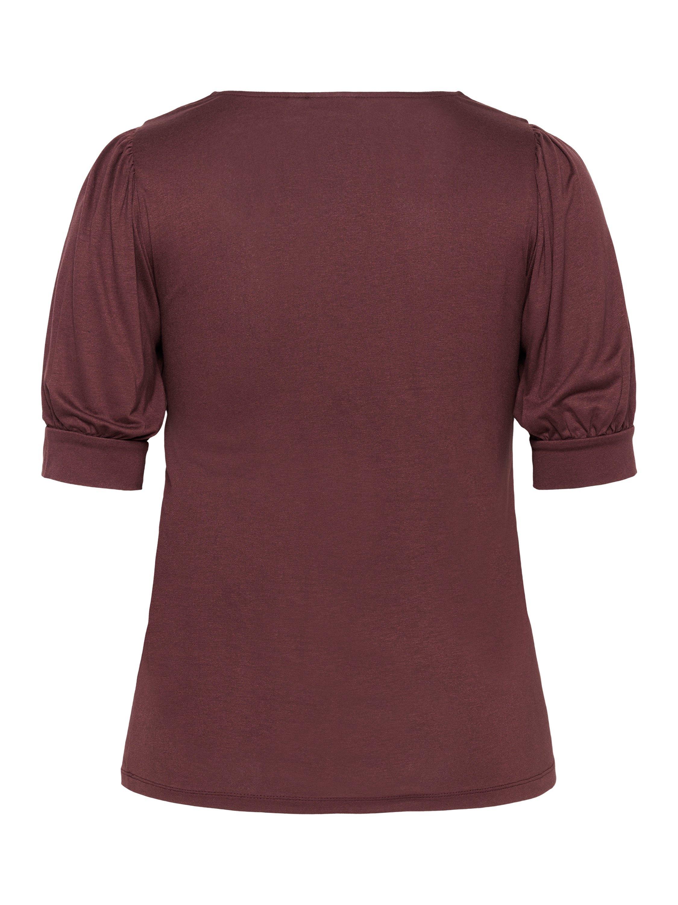 Product image 6 of 6, which shows KAFFE Curve Sissy Ruched Neck Top, Fudge, S