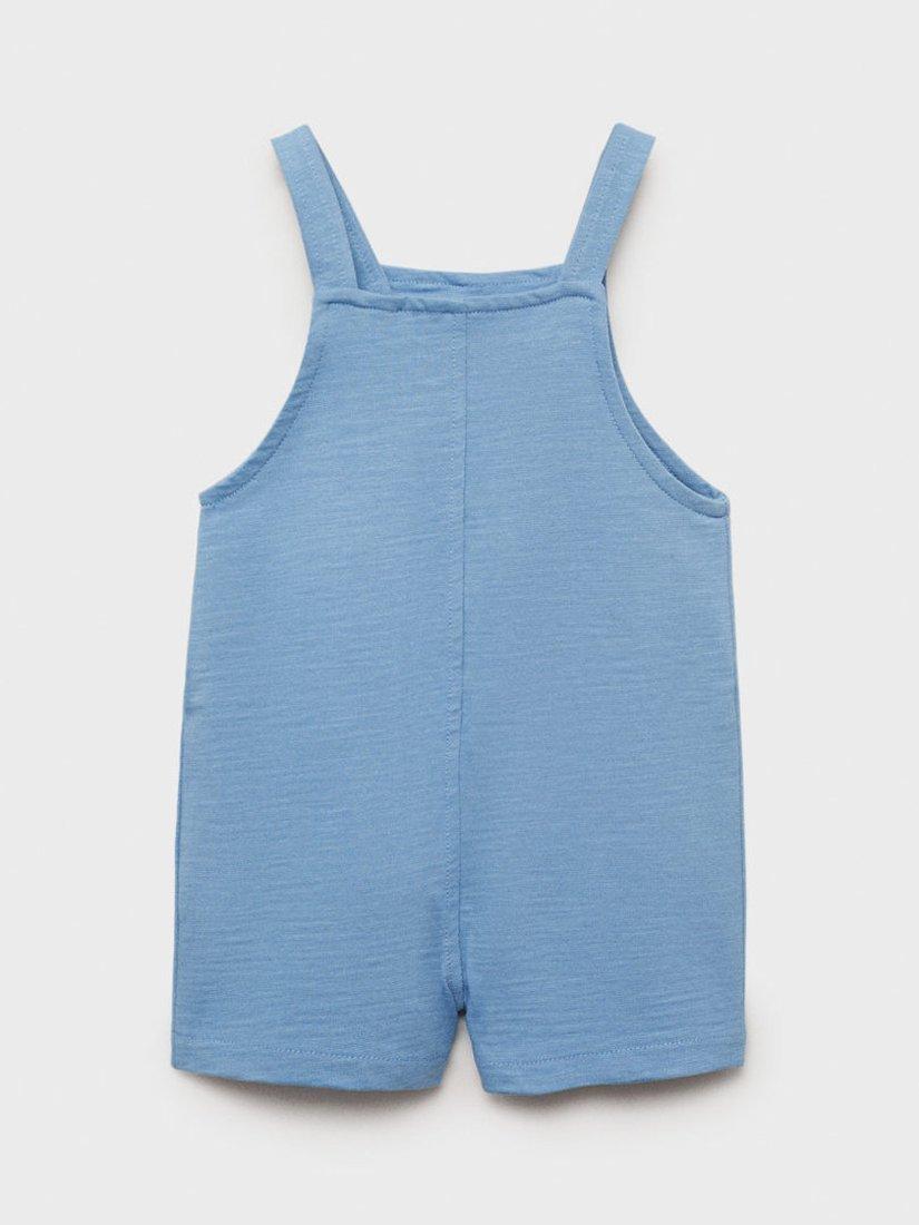 Product image 2 of 4, which shows Mango Izmir Baby Cotton Dungaree, Medium Blue, 1-3 mths