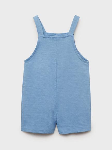 Mango Izmir Baby Cotton Dungaree - view 2, Medium Blue