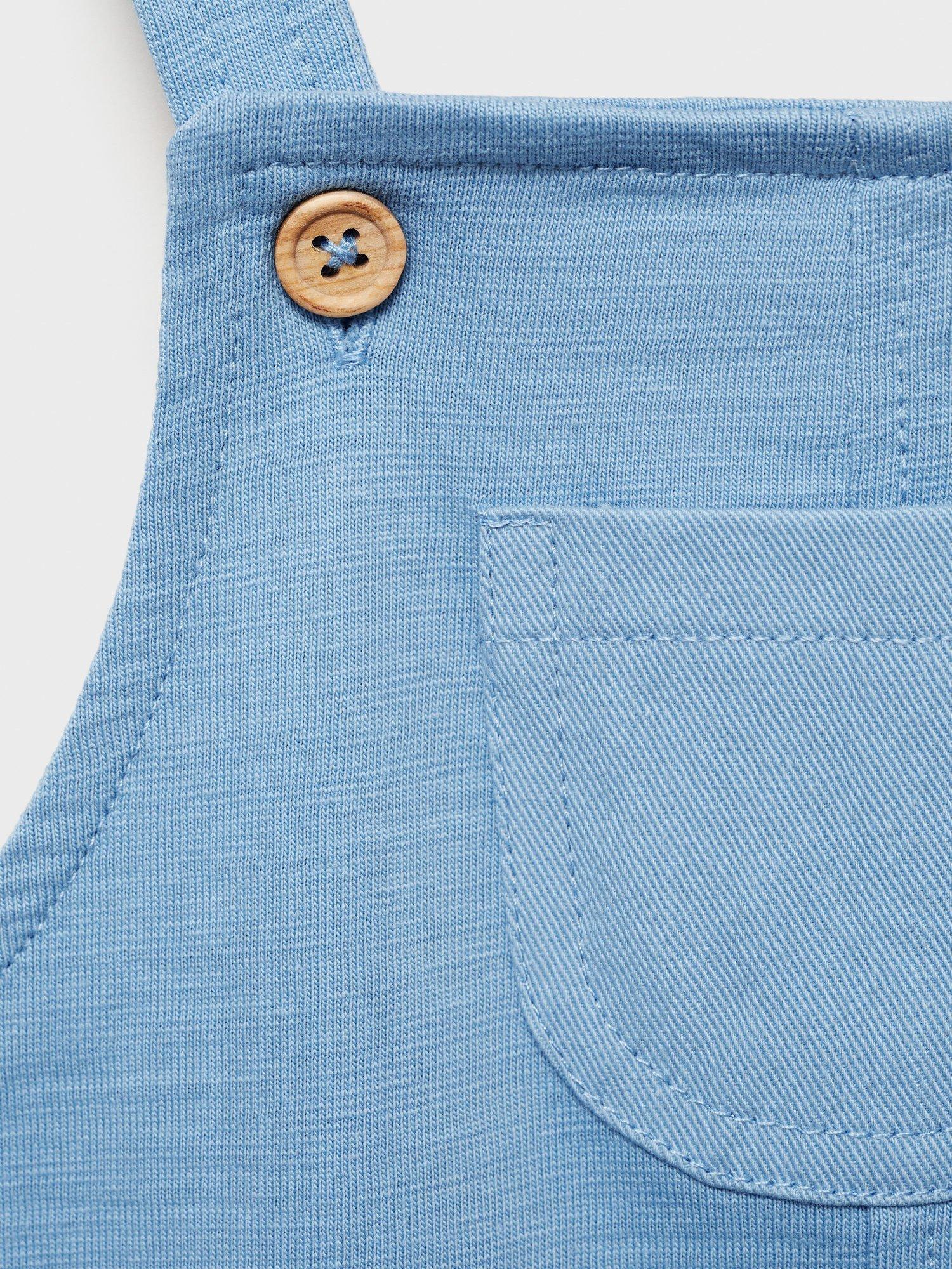 Product image 4 of 4, which shows Mango Izmir Baby Cotton Dungaree, Medium Blue, 1-3 mths