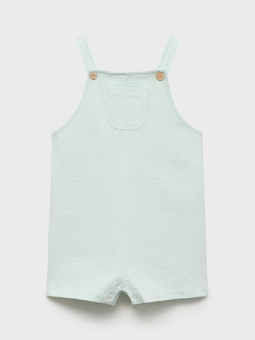 Product image 1 of 4, which shows Mango Izmir Baby Cotton Dungaree, Green, 1-3 mths