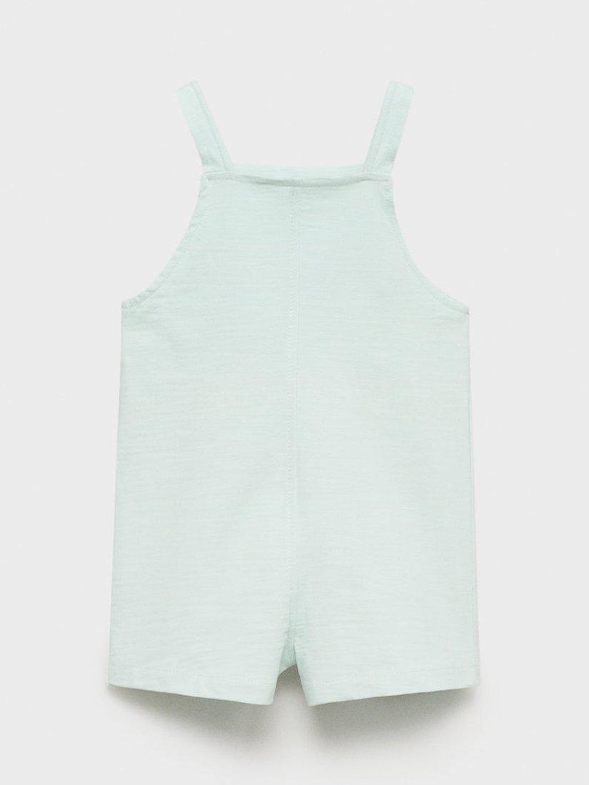 Product image 2 of 4, which shows Mango Izmir Baby Cotton Dungaree, Green, 1-3 mths