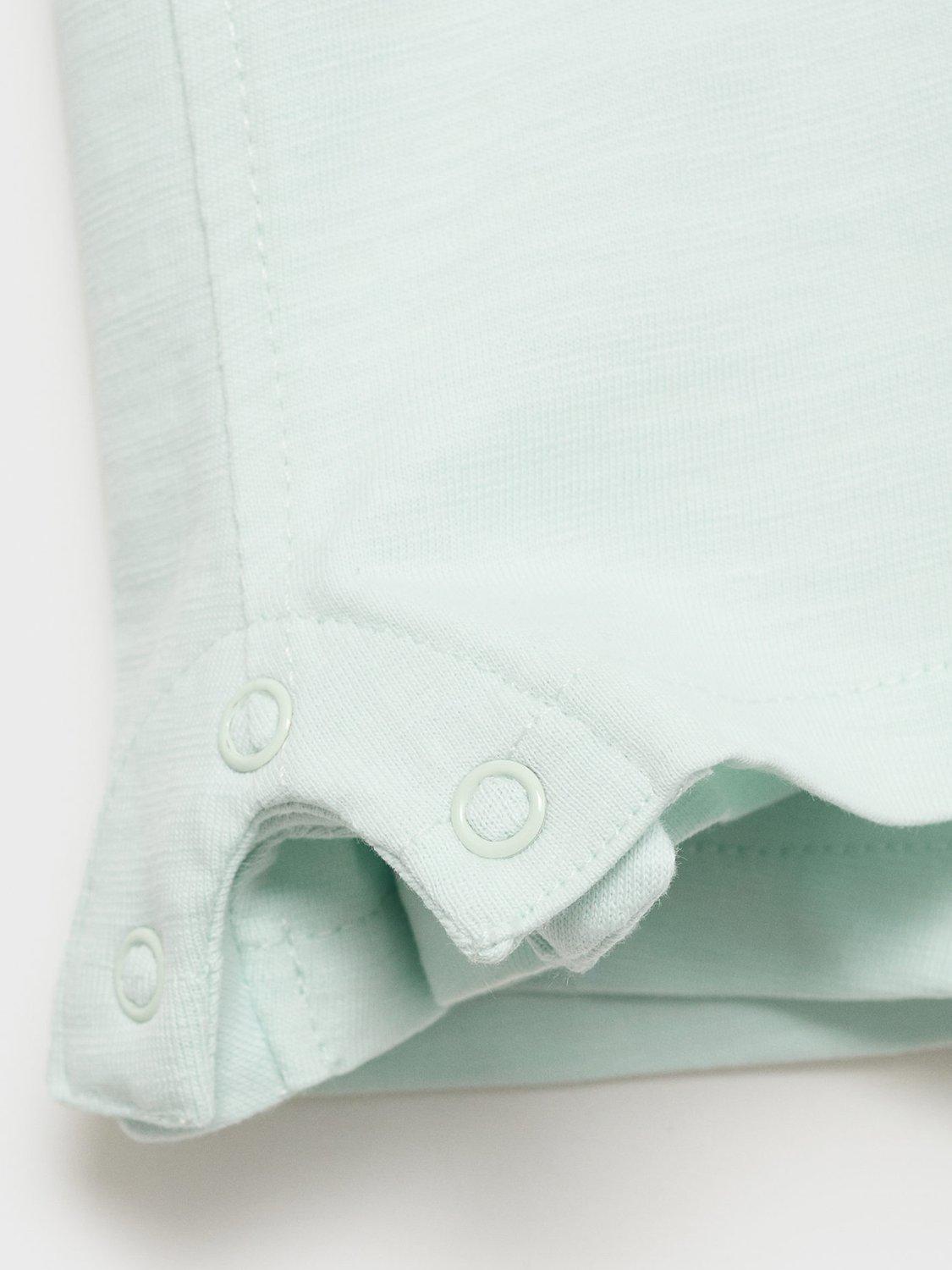 Product image 3 of 4, which shows Mango Izmir Baby Cotton Dungaree, Green, 1-3 mths
