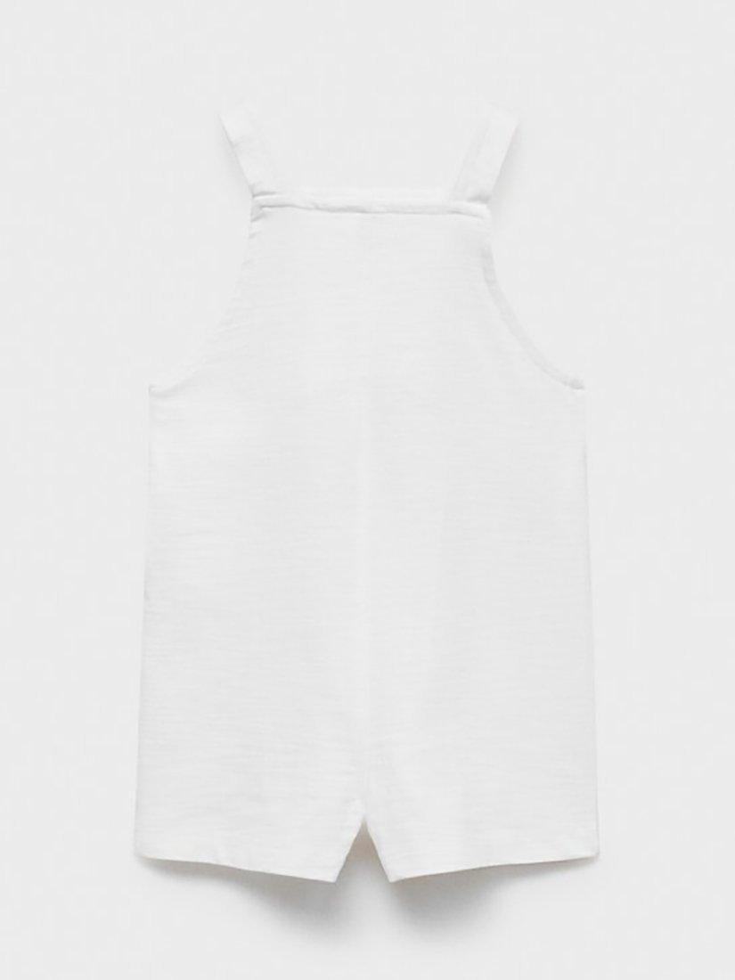 Product image 1 of 4, which shows Mango Izmir Baby Cotton Dungaree, Natural White, 1-3 mths