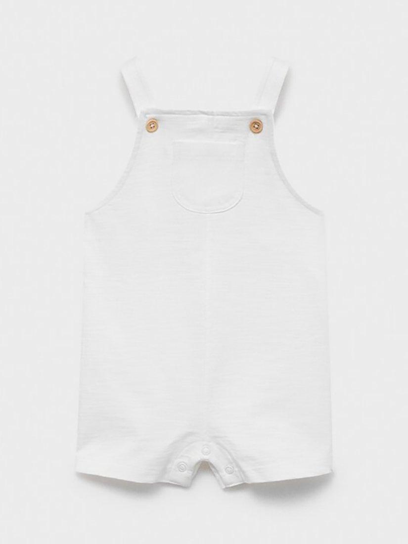 Product image 2 of 4, which shows Mango Izmir Baby Cotton Dungaree, Natural White, 1-3 mths
