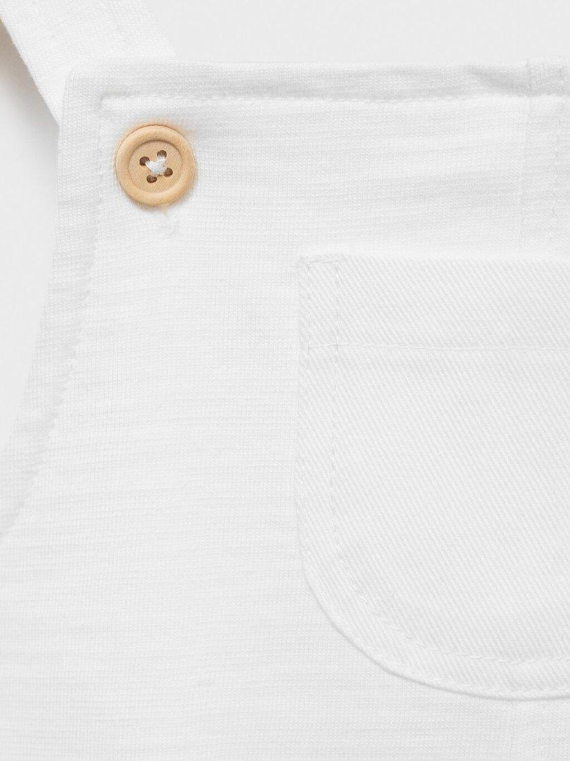 Product image 4 of 4, which shows Mango Izmir Baby Cotton Dungaree, Natural White, 1-3 mths