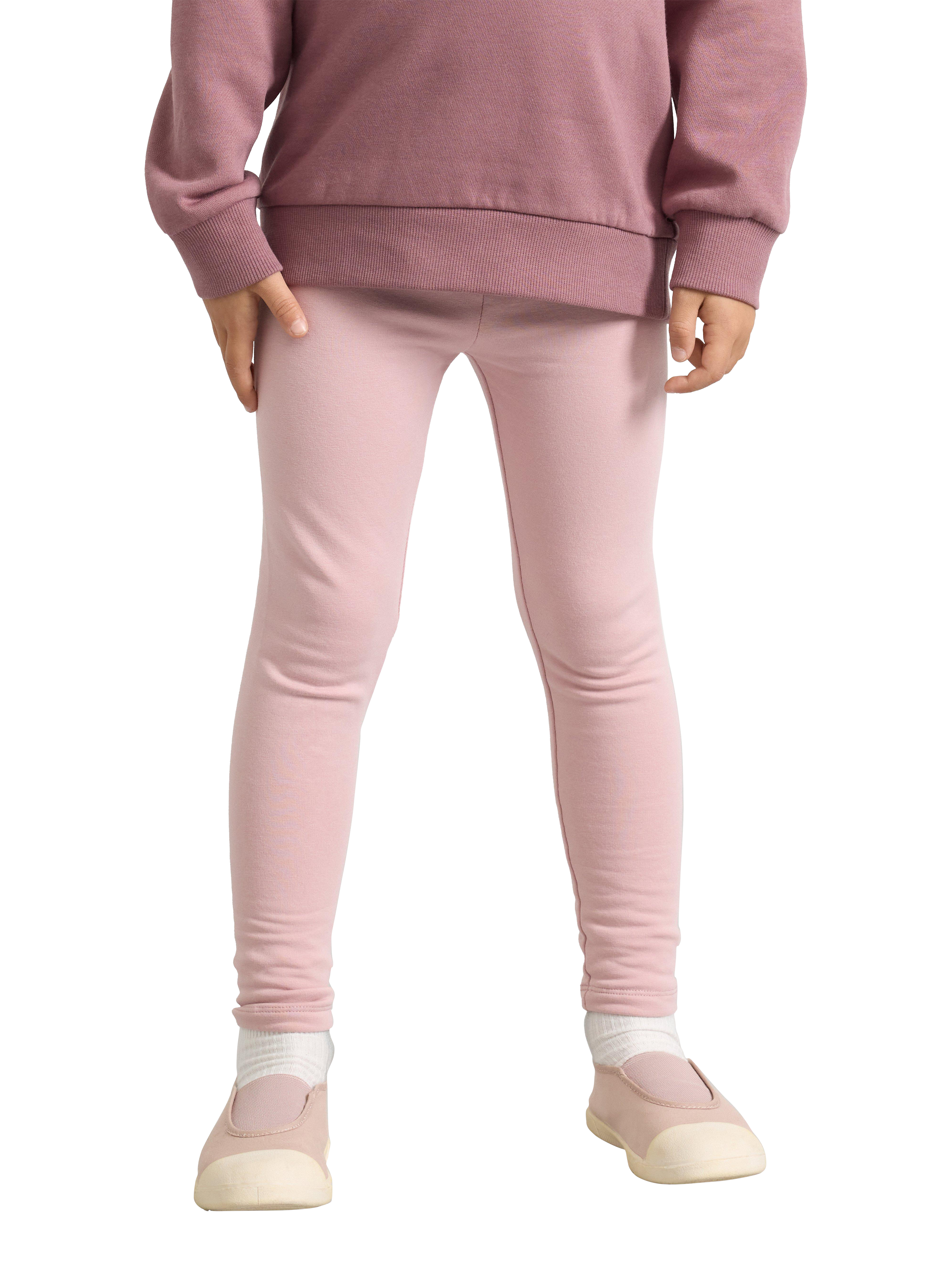 Product image 1 of 6, which shows Lindex Kids' Brushed Cotton Elasticated Leggings, Dusty Pink, 3-4 years