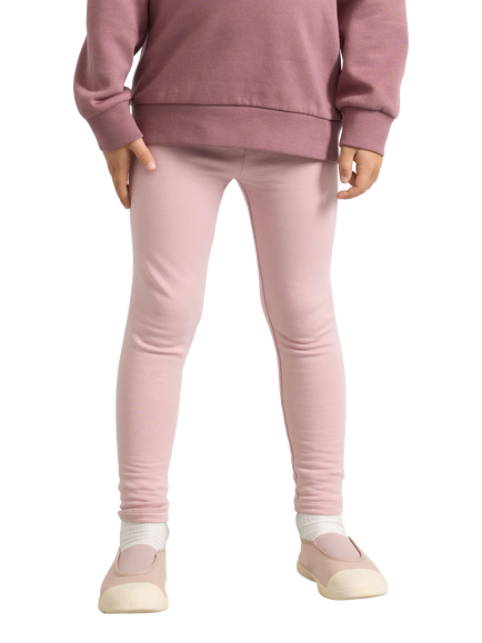 Lindex Kids' Brushed Cotton Elasticated Leggings, Dusty Pink, Dusty Pink