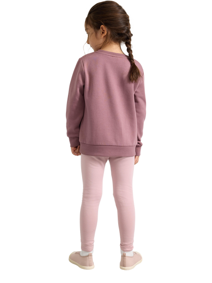 Lindex Kids' Brushed Cotton Elasticated Leggings, Dusty Pink - view 2, Dusty Pink