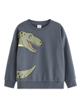 Lindex Kids' Cotton Blend Dinosaur Sweatshirt, Dark Grey