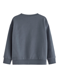 Lindex Kids' Cotton Blend Dinosaur Sweatshirt, Dark Grey - view 2, Dark Grey