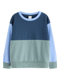 Lindex Kids' Cotton Colour Block Sweatshirt, Dusty Aqua