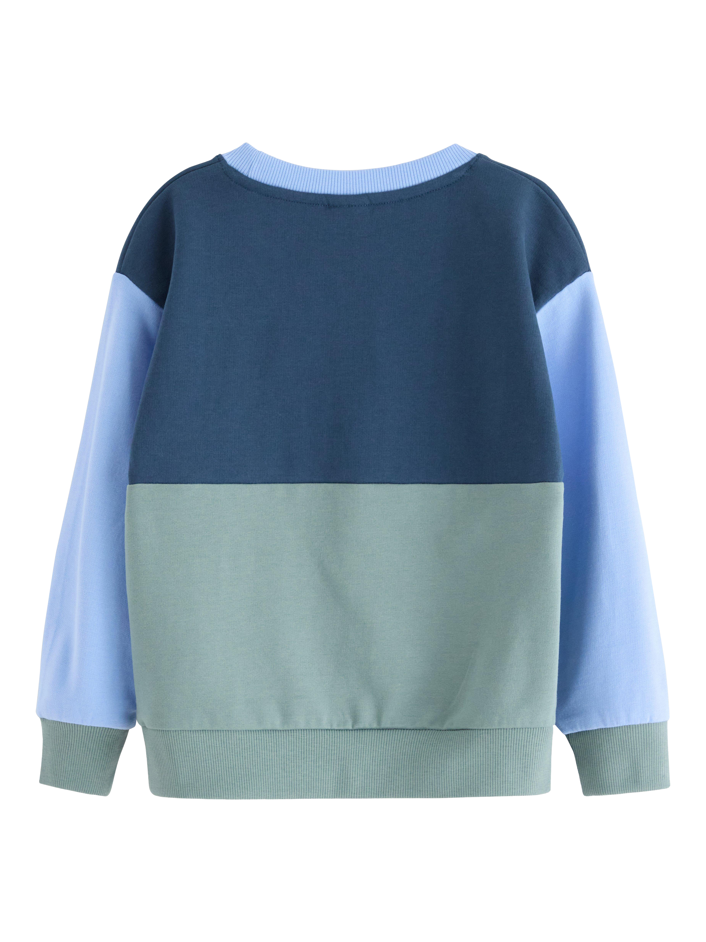 Product image 2 of 3, which shows Lindex Kids' Cotton Colour Block Sweatshirt, Dusty Aqua, 5-6 years