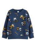 Lindex Kids' Cotton Relaxed Truck Print Sweatshirt, Dark Blue