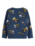Lindex Kids' Cotton Relaxed Truck Print Sweatshirt, Dark Blue