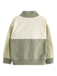 Lindex Kids' Cotton Half Zip Colour Block Sweatshirt, Light Dusty Khaki