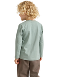 Lindex Kids' Cotton Dig It Long Sleeve Top, Light Dusty Green