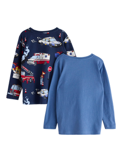 Lindex Kids' Cotton Graphic Long Sleeve Top, Pack of 2, Light Dusty Blue/Multi - view 2, Light Dusty Blue/Multi