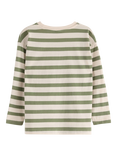 Lindex Kids' Cotton Stripe Long Sleeve Top, Light Dusty Green