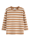 Lindex Kids' Cotton Stripe Long Sleeve Top, Dark Dusty Beige