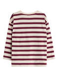 Lindex Kids' Cotton Stripe Long Sleeve Top, Dk Dusty Red