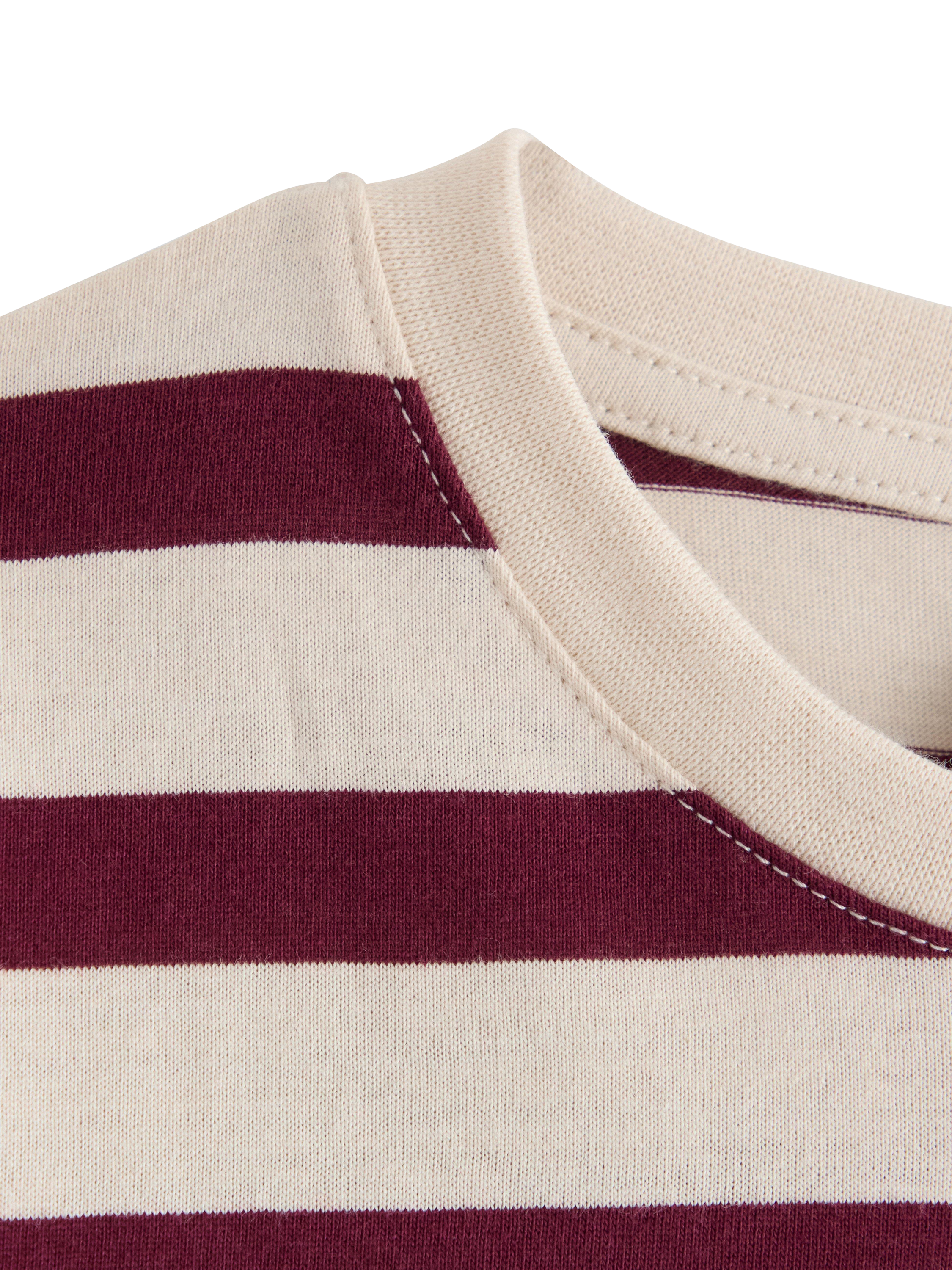 Product image 3 of 3, which shows Lindex Kids' Cotton Stripe Long Sleeve Top, Dk Dusty Red, 3-4 years