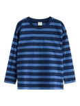 Lindex Kids' Cotton Stripe Long Sleeve Top, Dark Blue
