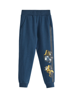 Lindex Kids' Brushed Cotton Construction Joggers, Dark Blue, Dark Blue