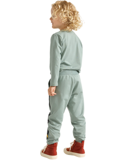 Lindex Kids' Cotton Brushed Printed Jogging Bottoms, Dusty Green - view 2, Dusty Green