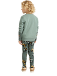 Lindex Kids' Cotton Brushed Truck Print Leggings, Dusty Green