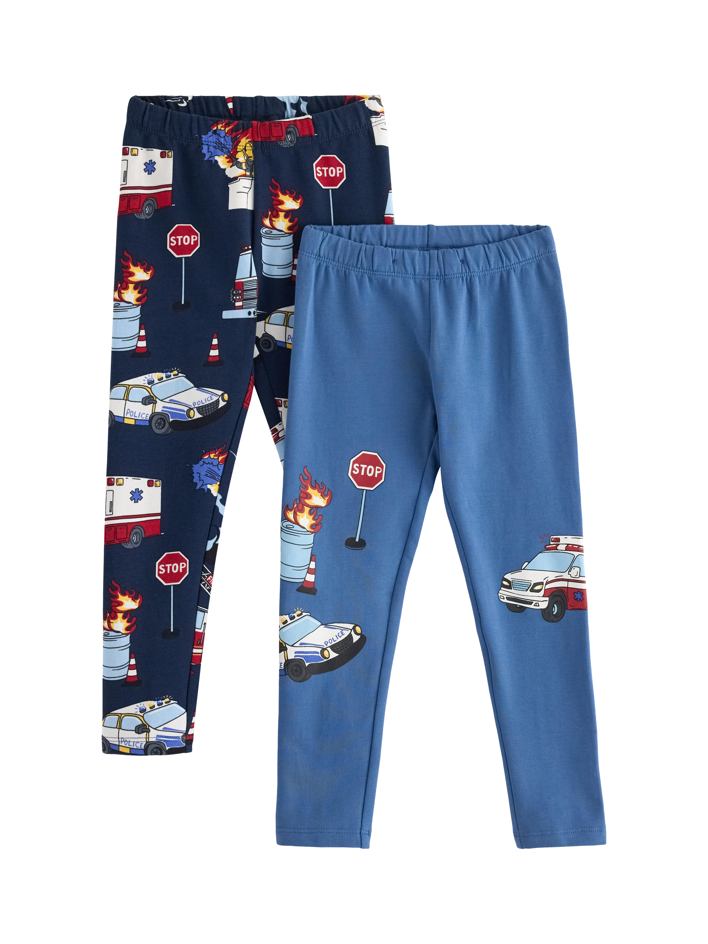 Product image 1 of 3, which shows Lindex Kids' Cotton Leggings, Pack of 2, Light Dusty Blue, 18-24 months