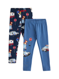 Lindex Kids' Cotton Leggings, Pack of 2, Light Dusty Blue