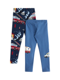 Lindex Kids' Cotton Leggings, Pack of 2, Light Dusty Blue