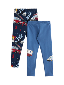 Lindex Kids' Cotton Leggings, Pack of 2, Light Dusty Blue - view 2, Light Dusty Blue