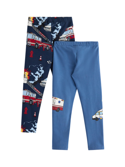 Lindex Kids' Cotton Leggings, Pack of 2, Light Dusty Blue - view 2, Light Dusty Blue