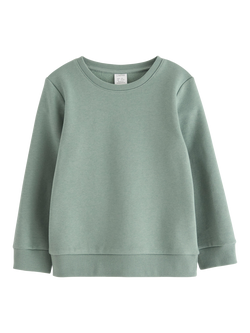 Lindex Kids' Cotton Blend Crew Neck Sweatshirt, Light Dusty Green
