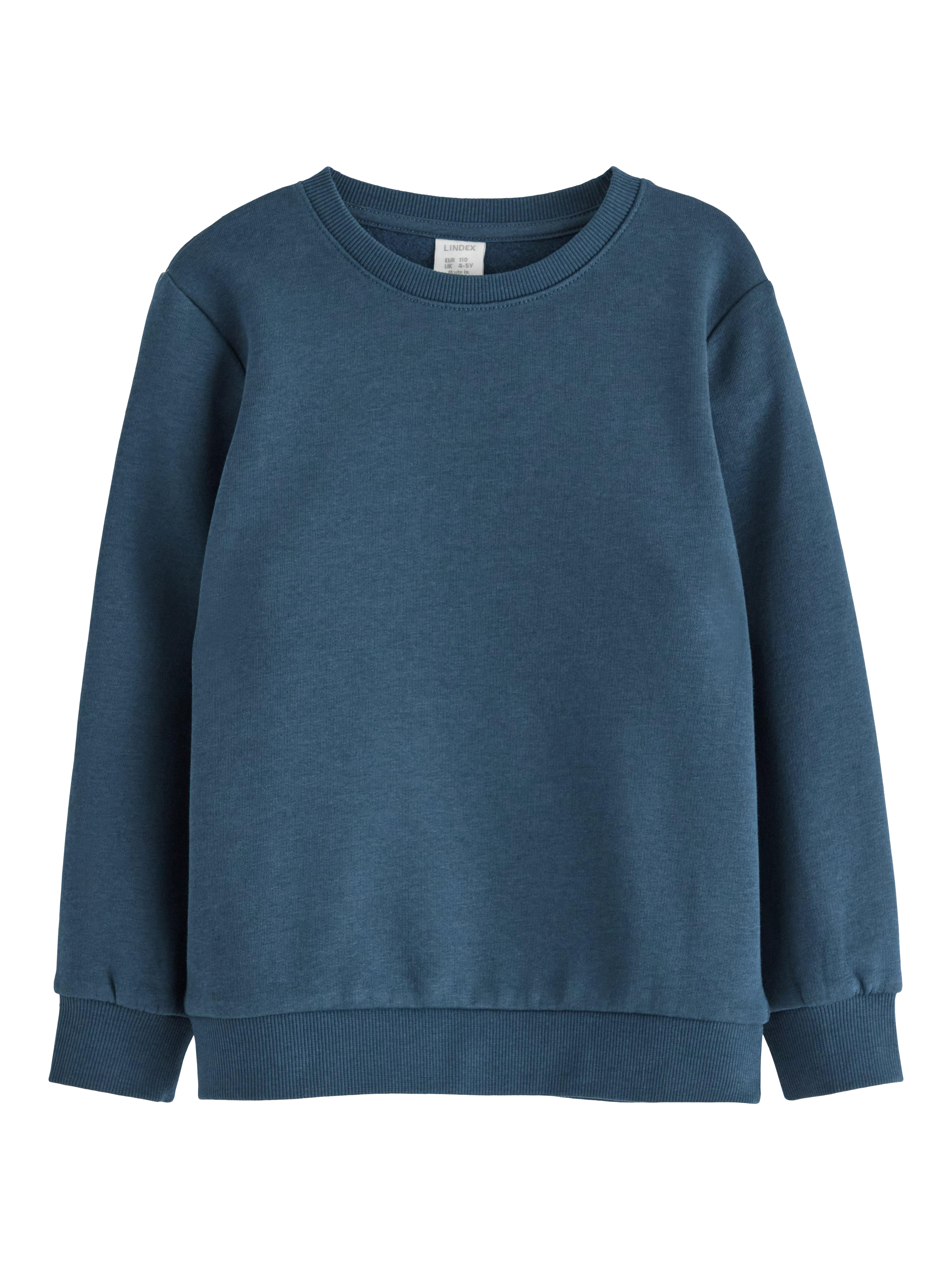 Product image 1 of 3, which shows Lindex Kids' Cotton Blend Crew Neck Sweatshirt, Dark Blue, 4-5 years
