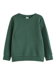 Lindex Kids' Brushed Cotton Blend Crew Neck Sweater, Dark Dusty Green