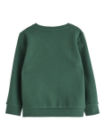 Lindex Kids' Brushed Cotton Blend Crew Neck Sweater, Dark Dusty Green