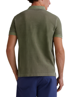 Benetton Cotton Regular Fit Short Sleeve Piqué Polo Shirt - view 2, Dark Military Green