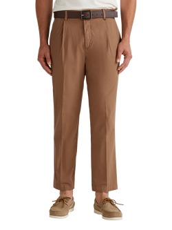 Benetton Straight Fit Cotton Blend Trousers, Mid Brown