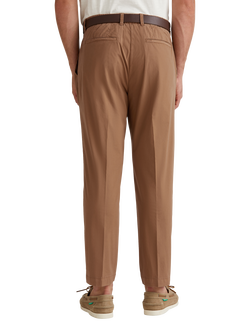 Benetton Straight Fit Cotton Blend Trousers - view 2, Mid Brown