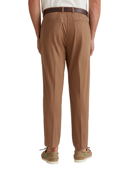 Benetton Straight Fit Cotton Blend Trousers - view 2, Mid Brown