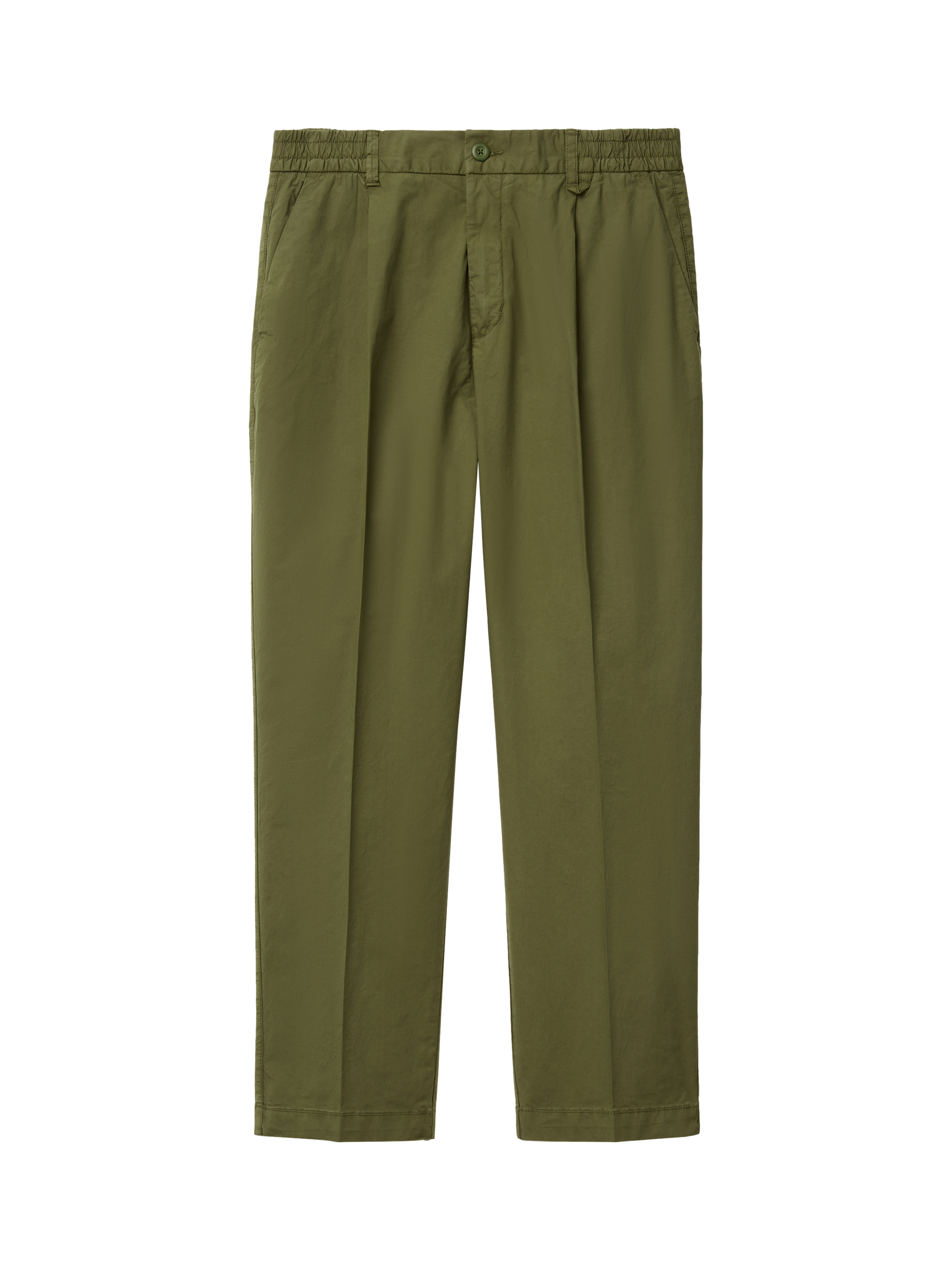 Product image 4 of 5, which shows Benetton Straight Fit Cotton Blend Trousers, Mid Green, 30R