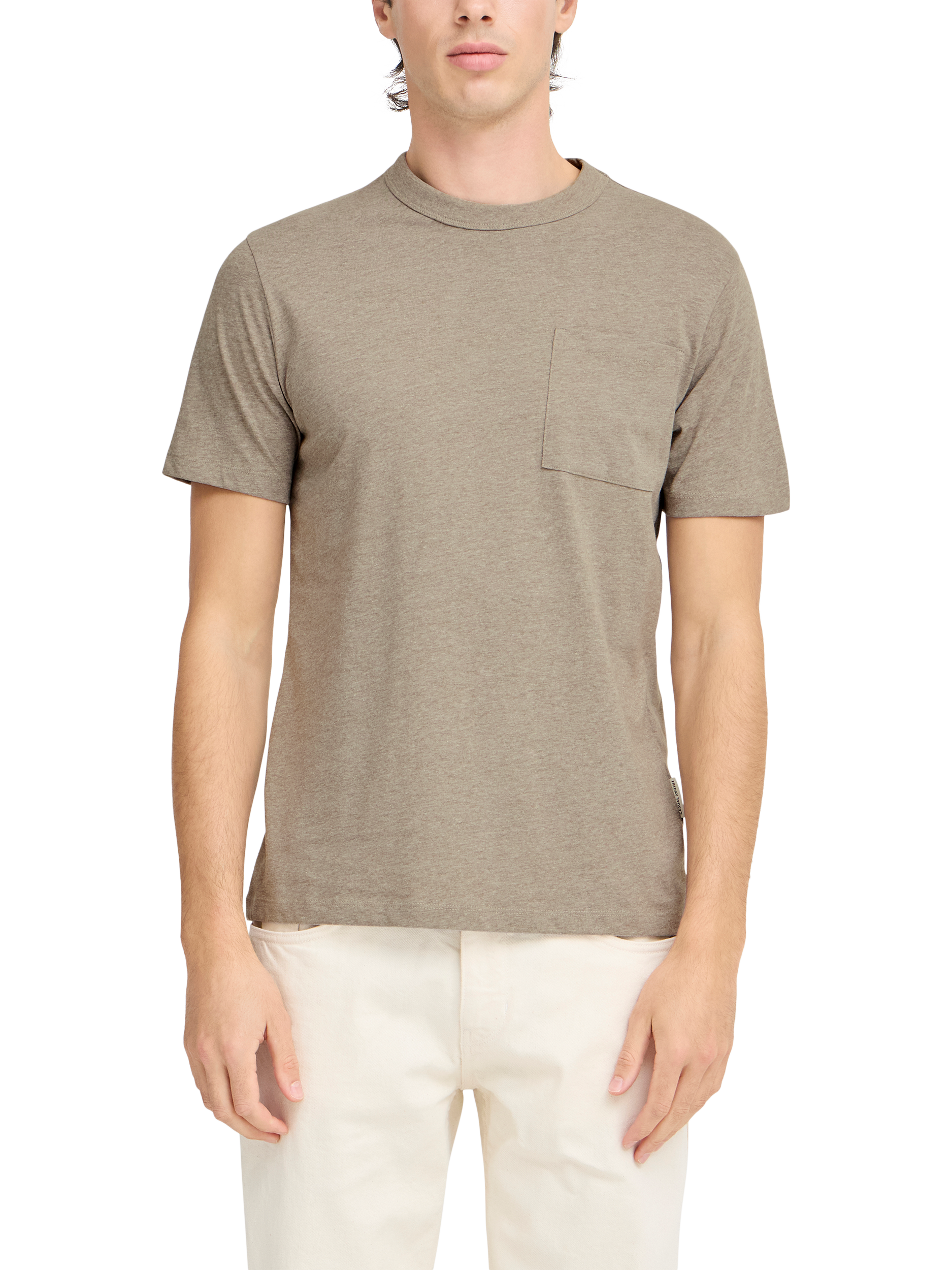 Product image 3 of 7, which shows Casual Friday Jasper Cotton Regular Fit Short Sleeve T-Shirt, Mid Brown, M