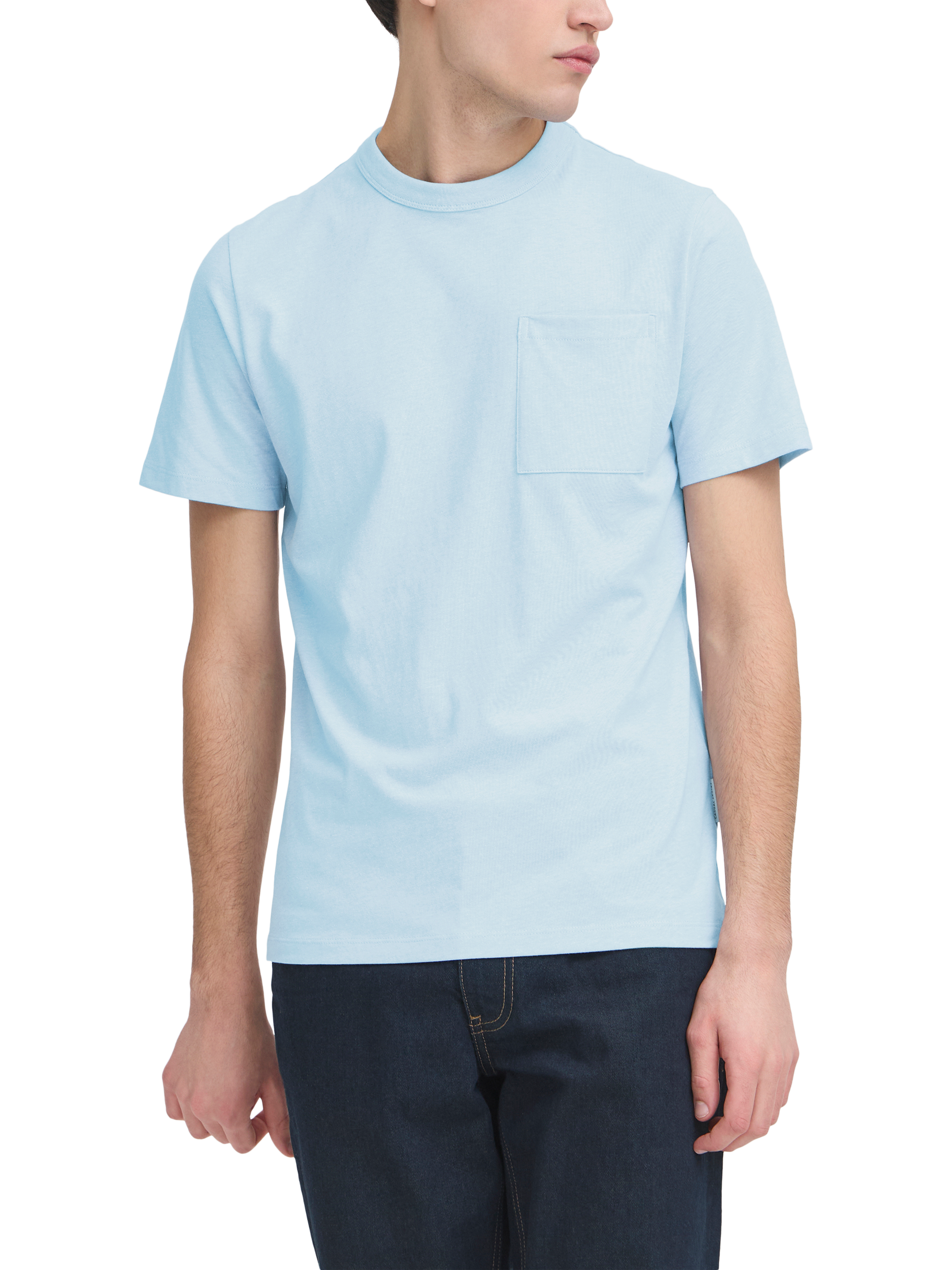 Product image 1 of 7, which shows Casual Friday Jasper Cotton Regular Fit Short Sleeve T-Shirt, Mid Blue, S